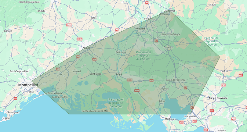 Carte de la zone d’activité de VTC Tour